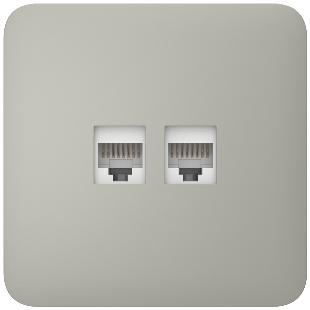 Встроенная интернет-розетка Ajax Outlet (LAN) olive с двумя портами (white LAN connector)