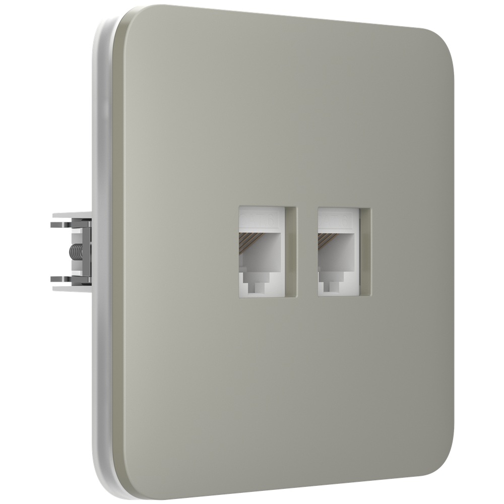 Встроенная интернет-розетка Ajax Outlet (LAN) olive с двумя портами (white LAN connector)
