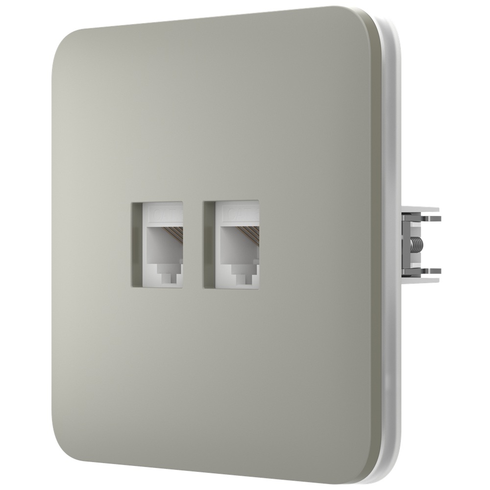 Встроенная интернет-розетка Ajax Outlet (LAN) olive с двумя портами (white LAN connector)