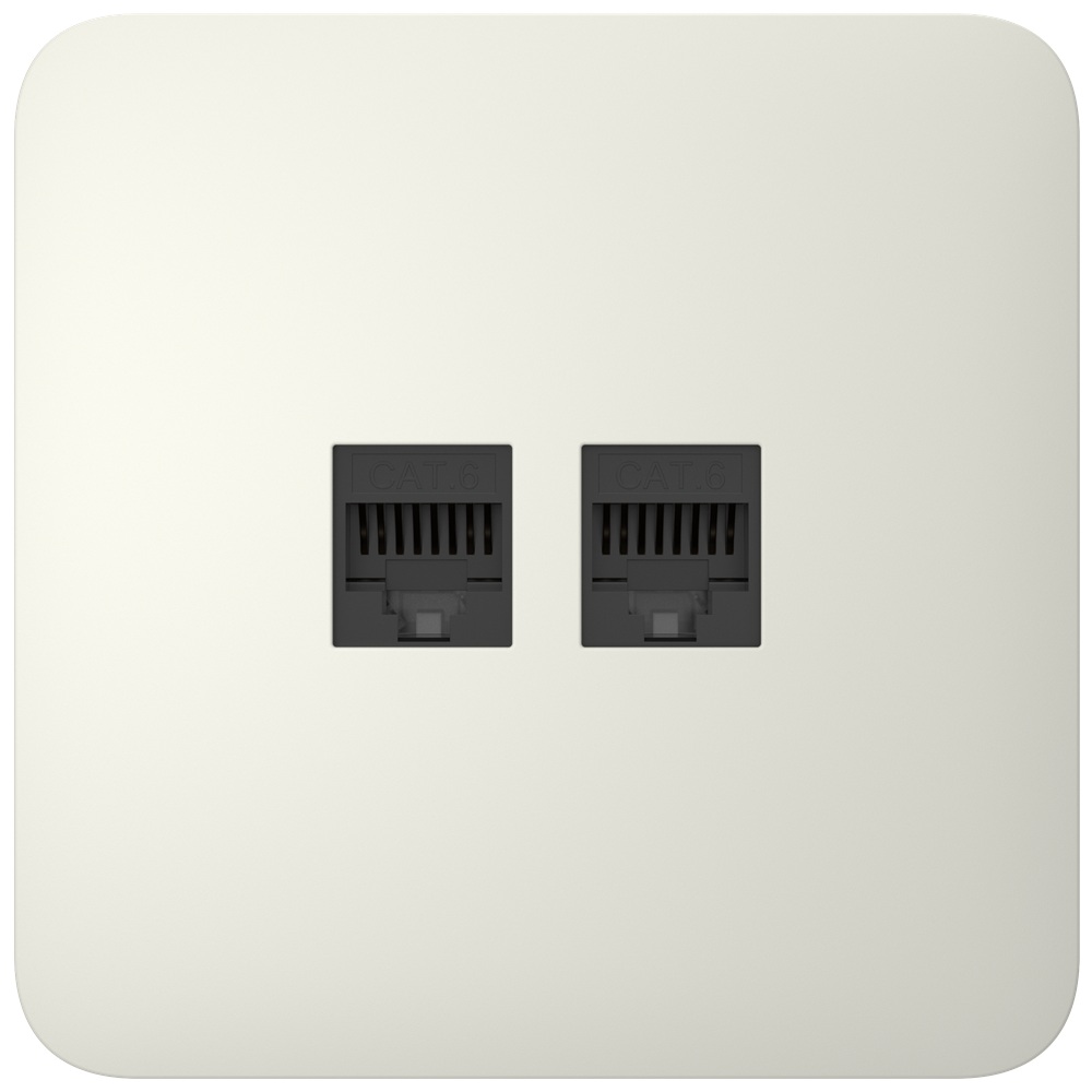 Вбудована інтернет-розетка Ajax Outlet (LAN) oyster з двома портами (black LAN connector)