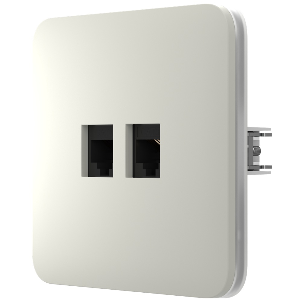 Вбудована інтернет-розетка Ajax Outlet (LAN) oyster з двома портами (black LAN connector)