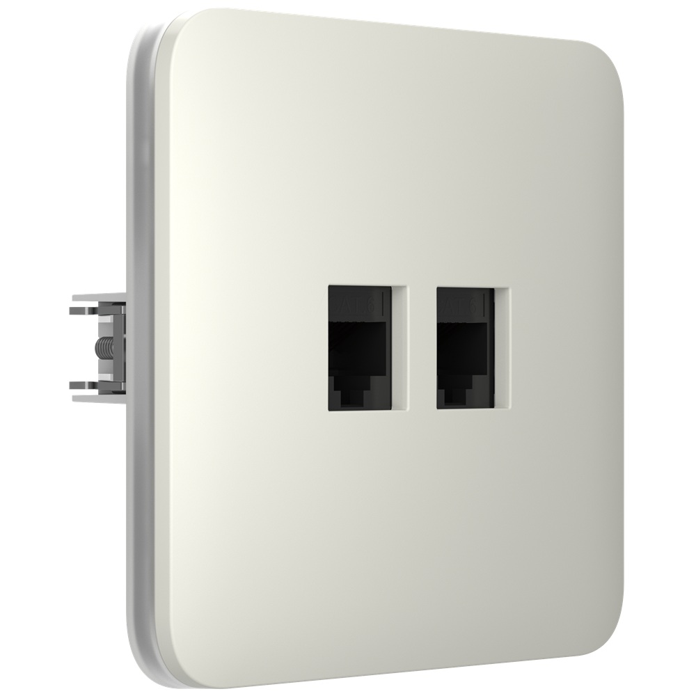 Вбудована інтернет-розетка Ajax Outlet (LAN) oyster з двома портами (black LAN connector)