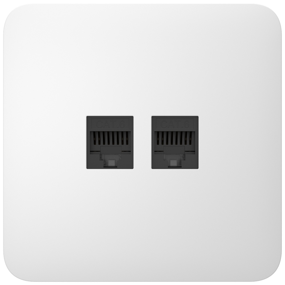 Встроенная интернет-розетка Ajax Outlet (LAN) white с двумя портами (black LAN connector)
