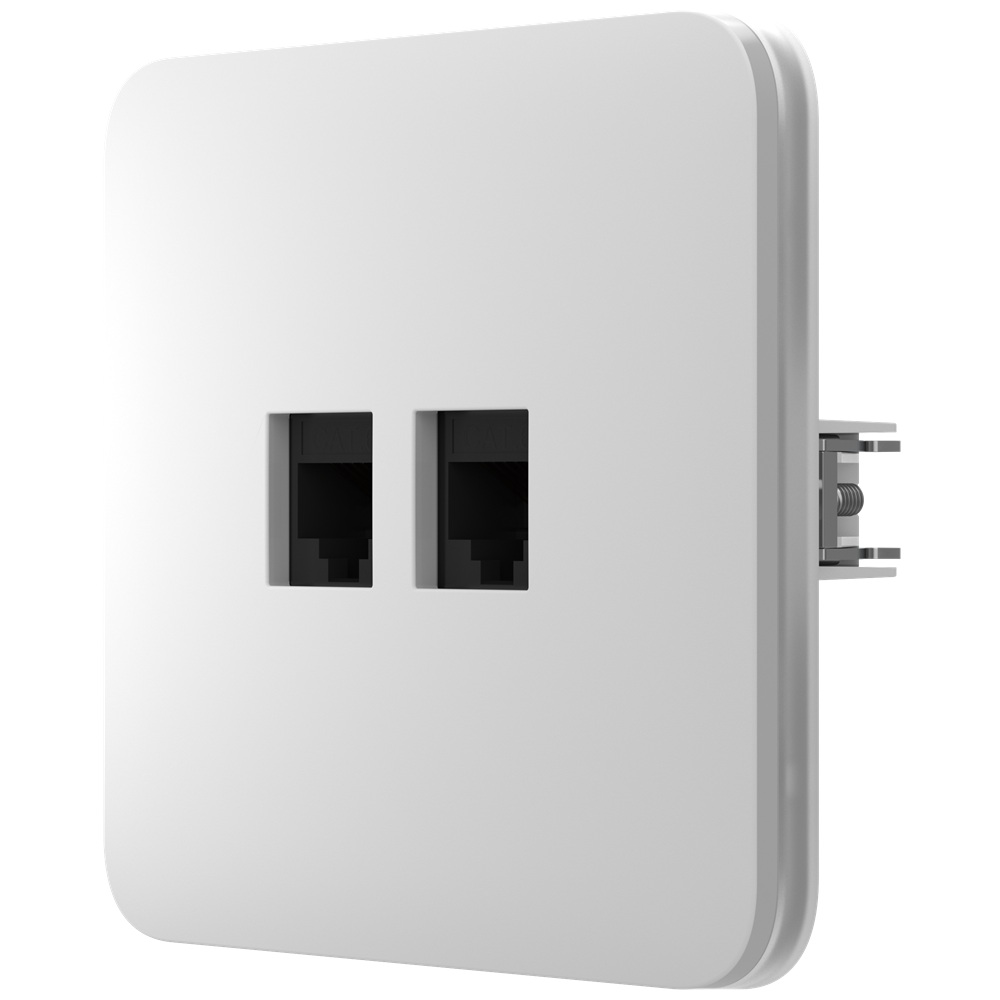 Встроенная интернет-розетка Ajax Outlet (LAN) white с двумя портами (black LAN connector)