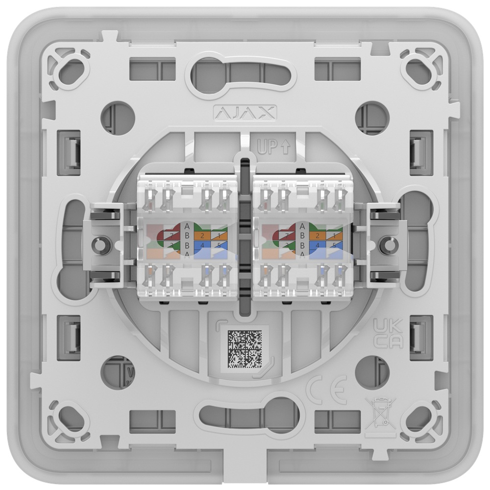 Встроенная интернет-розетка Ajax Outlet (LAN) white с двумя портами (black LAN connector)
