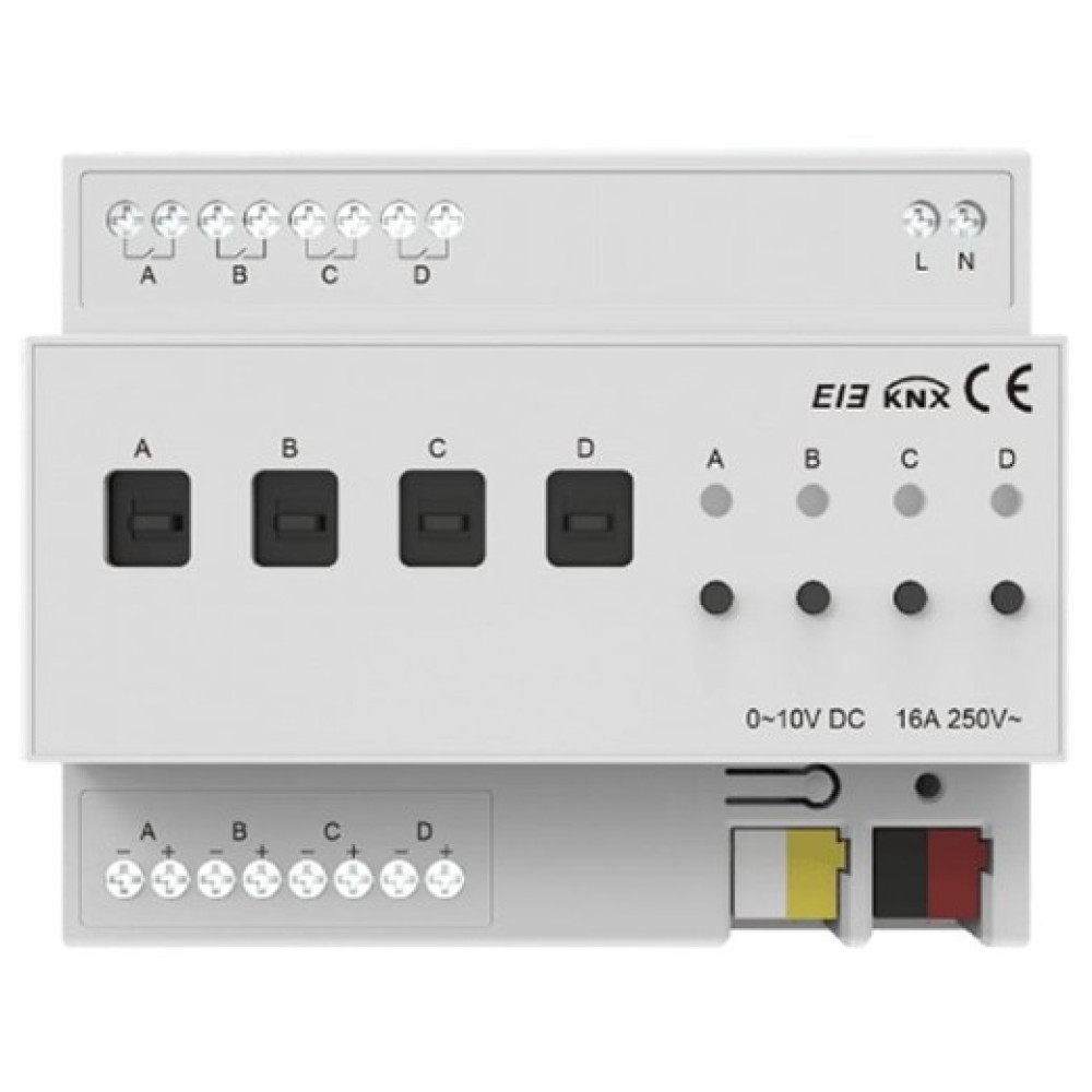 Диммер на 4 канала 0-10V, KNX Akubela KXAC-B1DV4
