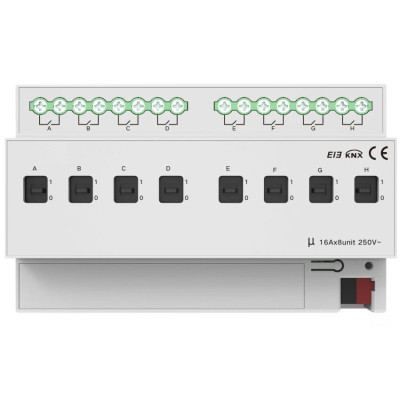 Модуль перемикачів на 8 каналів, 16A, KNX Akubela KXAC-B1R8A16