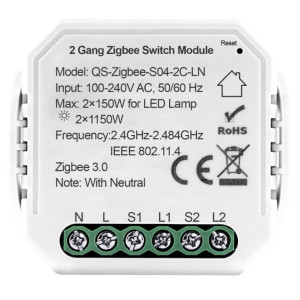 Розумне реле на 2 канали Akubela QS-Zigbee-S04-2C-LN