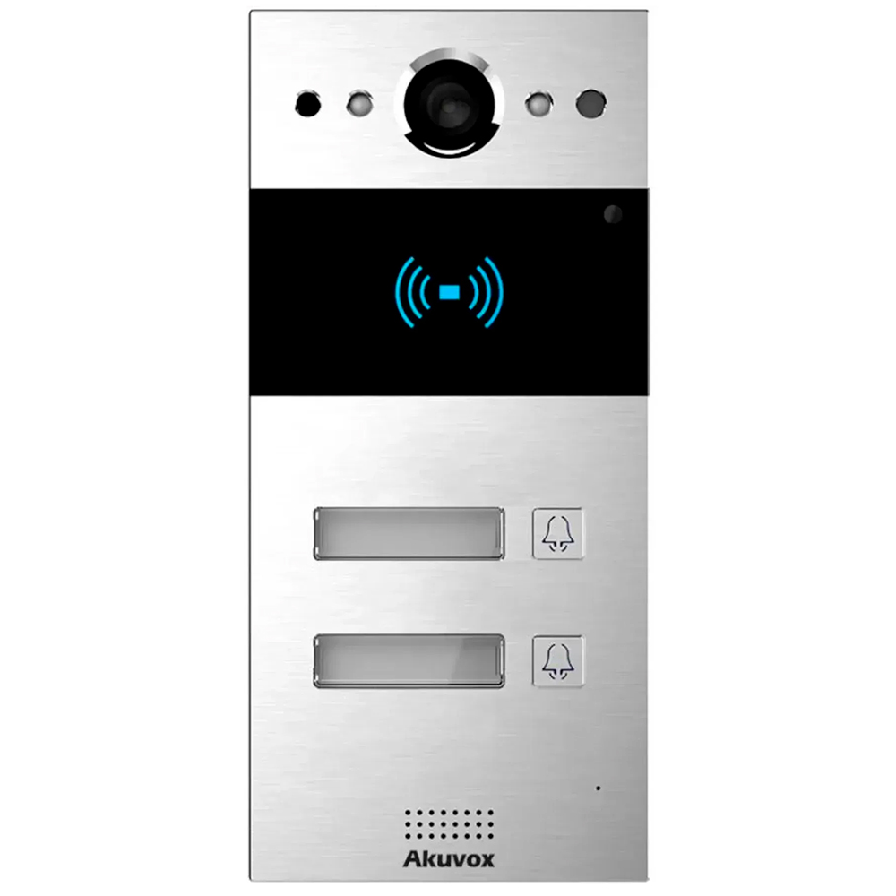2 МП IP-відеопанель багатоабонентська зі зчитувачем Akuvox R20B, 2 абоненти