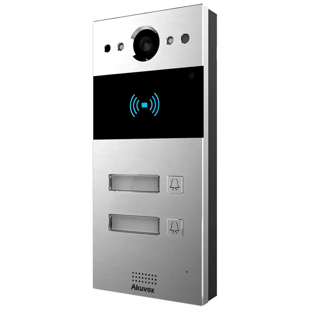 2 МП IP-відеопанель багатоабонентська зі зчитувачем Akuvox R20B, 2 абоненти