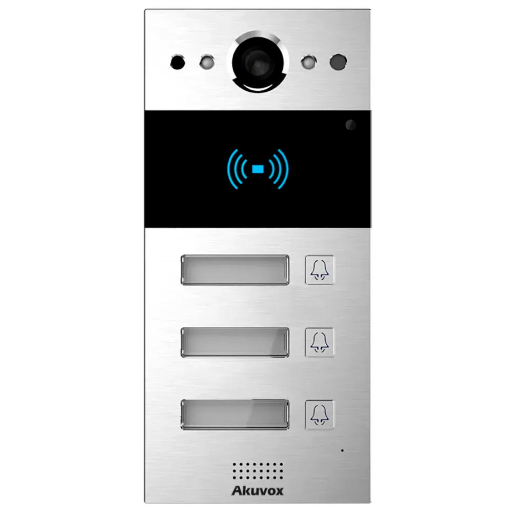 2 МП IP-відеопанель багатоабонентська зі зчитувачем Akuvox R20B, 3 абоненти