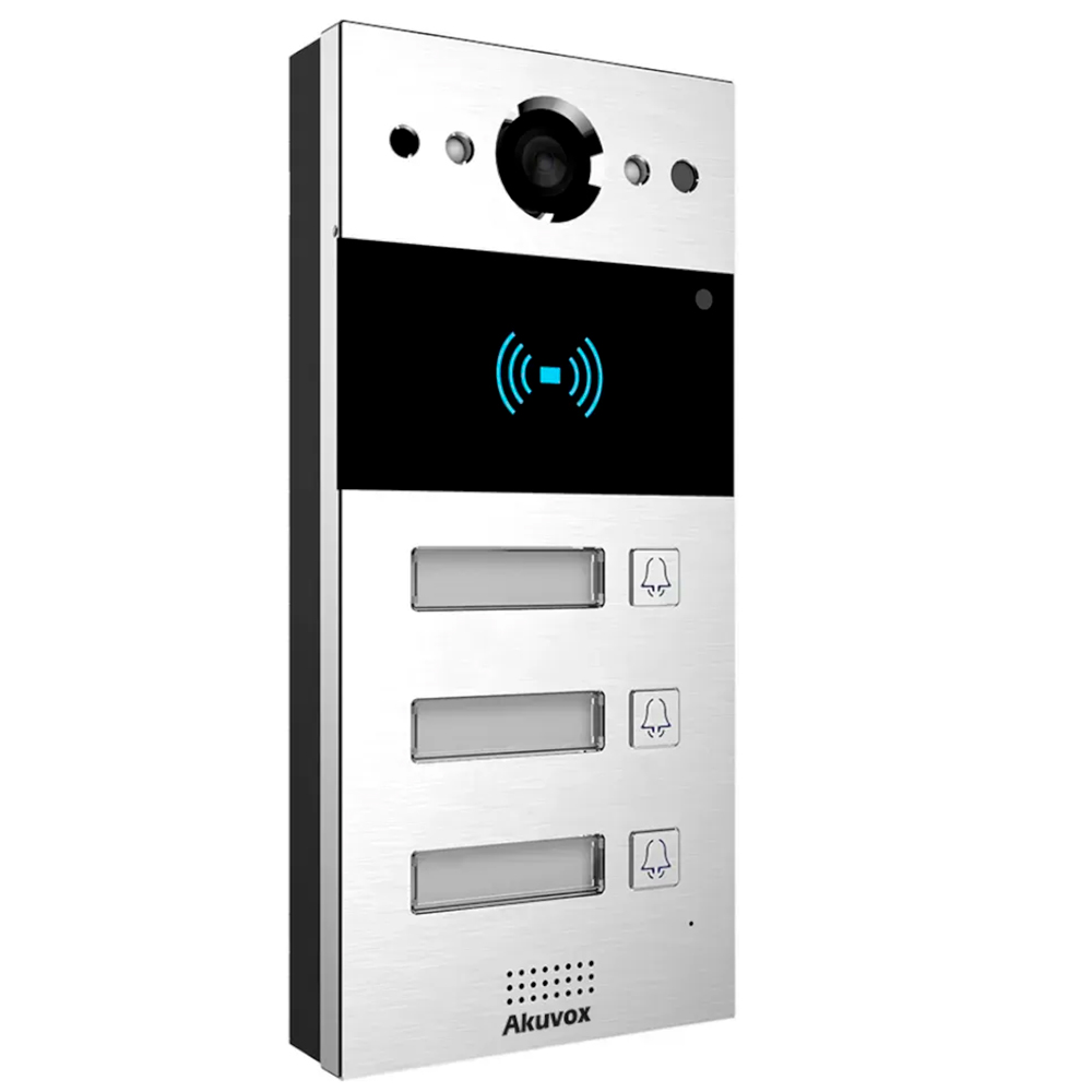 2 МП IP-відеопанель багатоабонентська зі зчитувачем Akuvox R20B, 3 абоненти