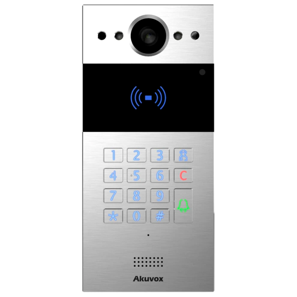 2 МП IP-відеопанель багатоабонентська зі зчитувачем Akuvox R20K Silver