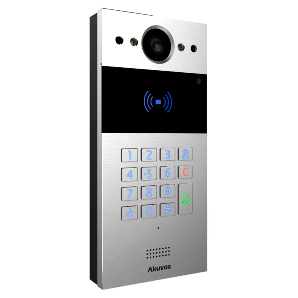 2 МП IP-відеопанель багатоабонентська зі зчитувачем Akuvox R20K Silver