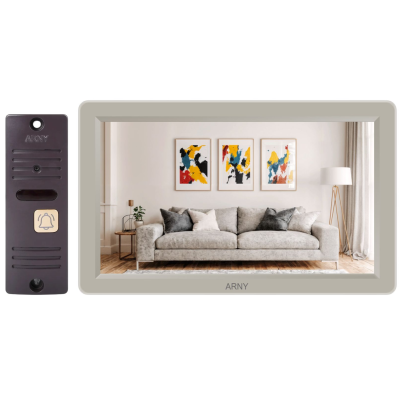 Комплект відеодомофона ARNY AVD-7012FHD (AVD-712FHD 2 МП + AVP-05 2 МП), Beige + Brown