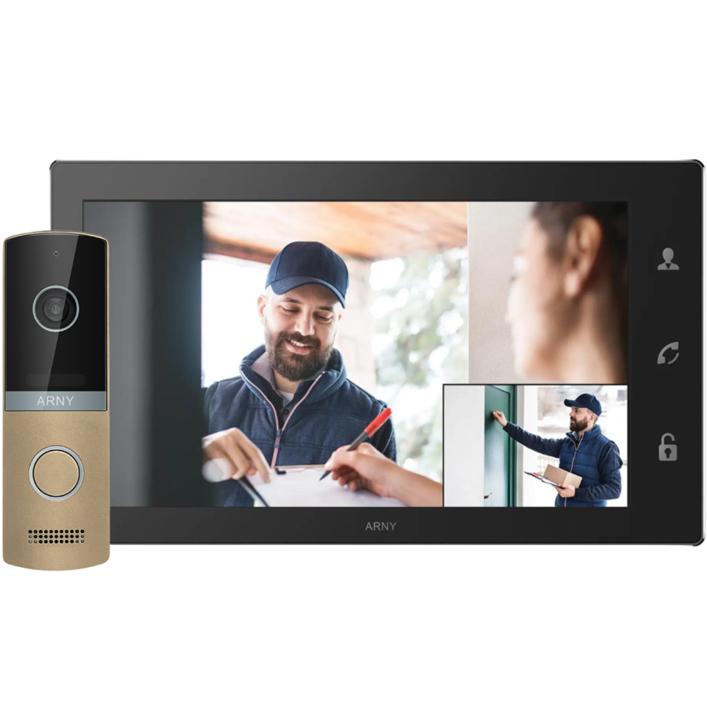 Комплект домофонный ARNY AVD-1421 (AVD-1040 2 Мп PiP + AVP-NG230 1 Мп) Black + Champagne