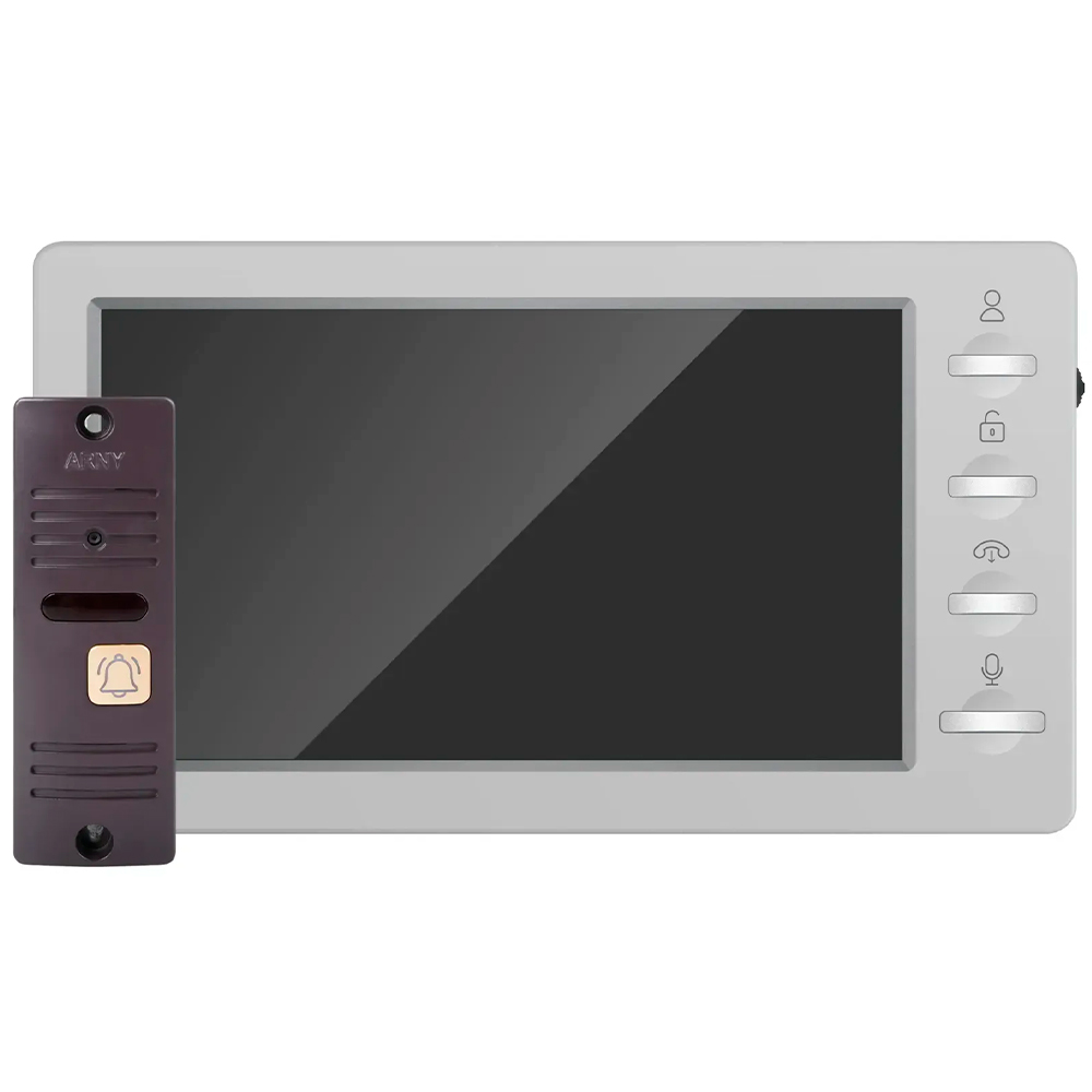 Комплект відеодомофона ARNY AVD-7008FHD (AVD-708 2 МП + AVP-05 2 МП) Light-gray + Brown