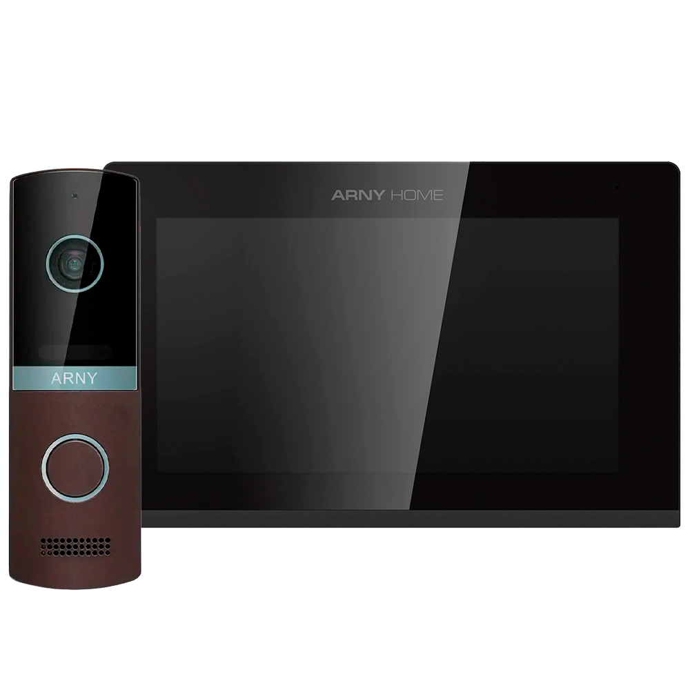 Комплект видеодомофона ARNY AVD-7423A (AVD-742A Wi-Fi + AVP-NG230 2 МП) Black + Brown