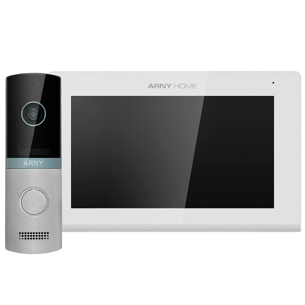 Комплект відеодомофона ARNY AVD-7421А Wi-Fi (AVP-742А 2Мп + AVP-NG230 1Мп) White + Silver