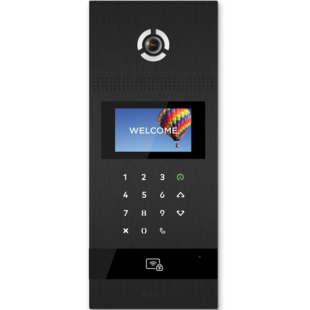 Вызывная IP-панель Bas-IP AA-12FB black многоабонентская с распознаванием лиц и считывателем UKEY