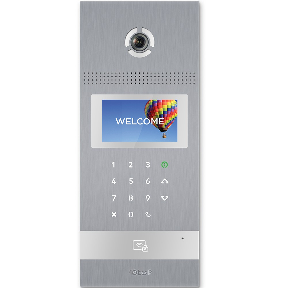 Вызывная IP-панель Bas-IP AA-12FB silver многоабонентская с распознаванием лиц и считывателем UKEY