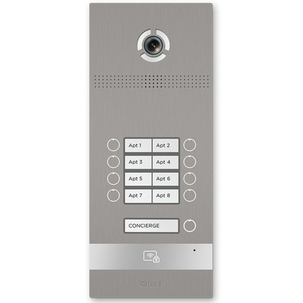 Виклична IP-відеопанель Bas-IP BI-08FB silver багатоабонентська з розпізнаванням облич і зчитувачем UKEY 