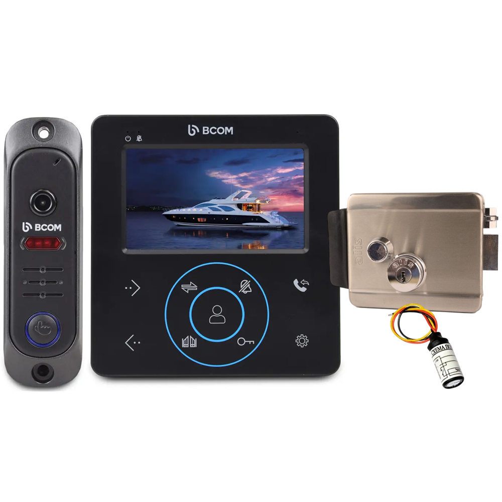Комплект відеодомофона BCOM BD-480 Black Kit + Atis Lock
