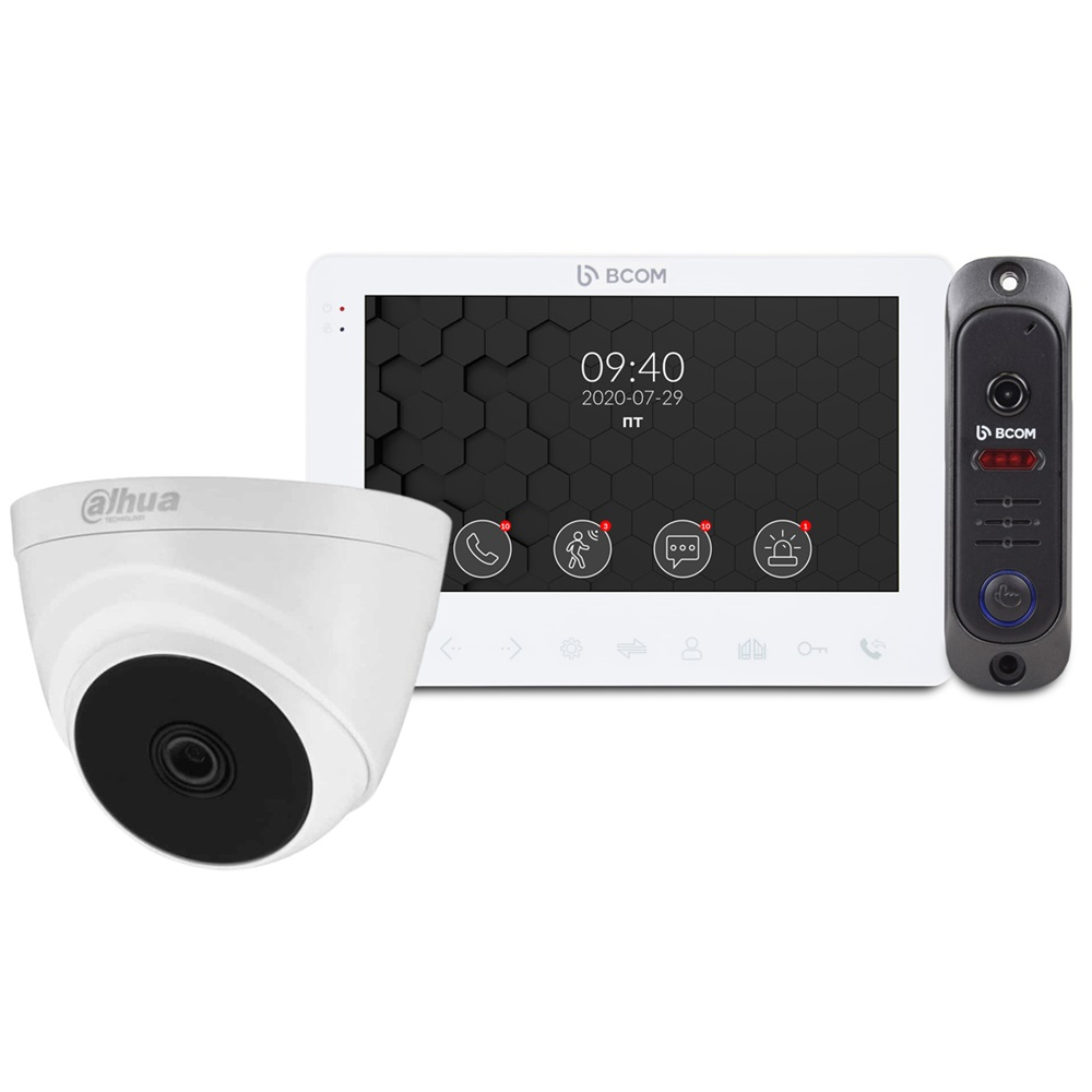 Комплект відеодомофона BCOM BD-780M White Kit + Dome CAM 2 MP