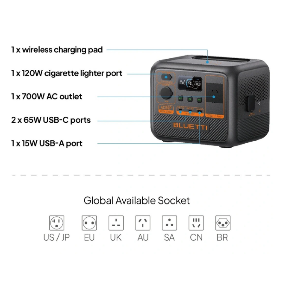 Зарядная станция Bluetti AC50P LiFePO4 700 Вт / 504 Вт·ч