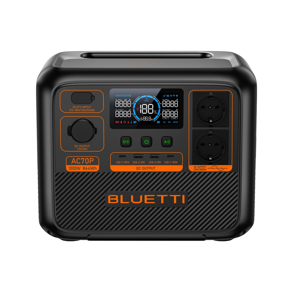 Зарядная станция Bluetti AC70P (1000 Вт / 864 Вт·ч)
