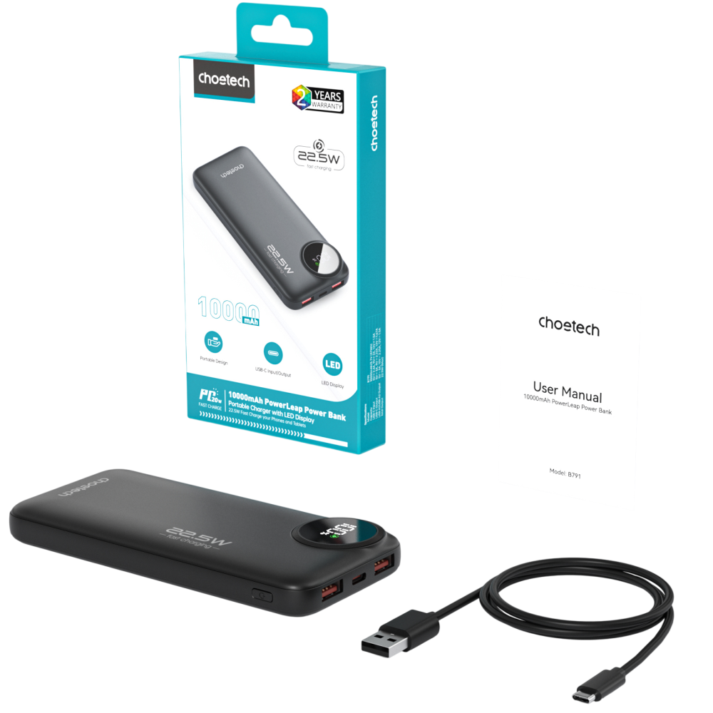 Повербанк Choetech B791 10000mAh 22.5W Black