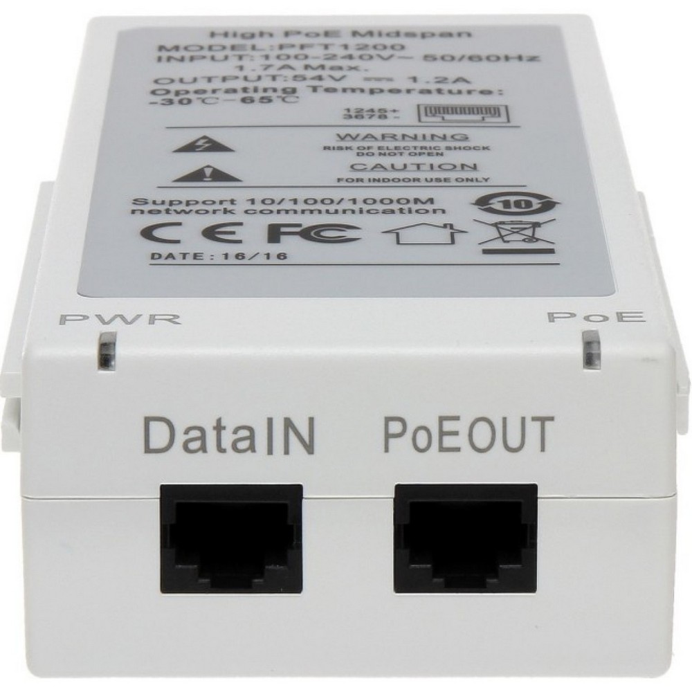 Hi-PoE Midspan інжектор (60Вт) Dahua DH-PFT1200