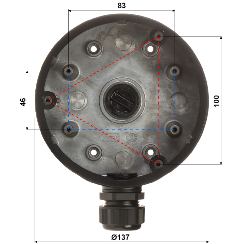 Розподільна коробка Hikvision DS-1280ZJ-DM21 Black, водонепроникна