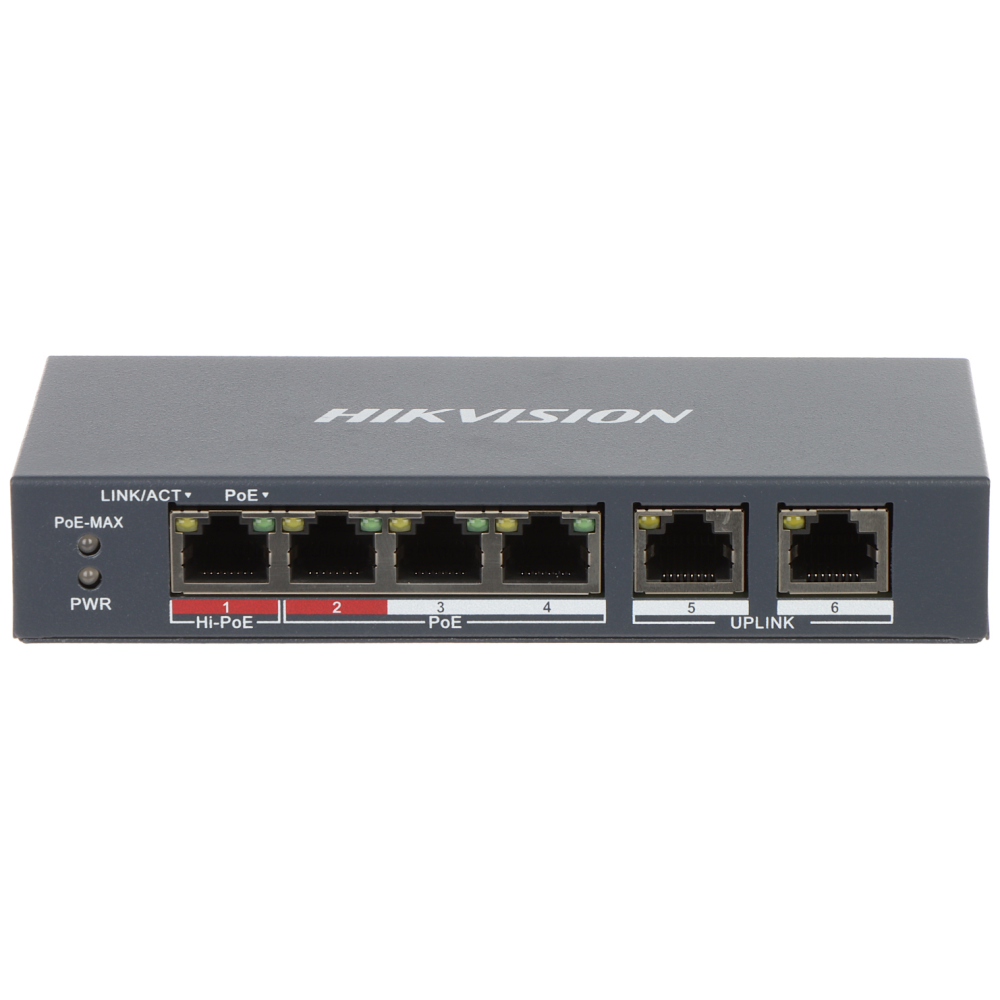 6-портовый PoE-коммутатор Hikvision DS-3E1106HP-EI управляемый