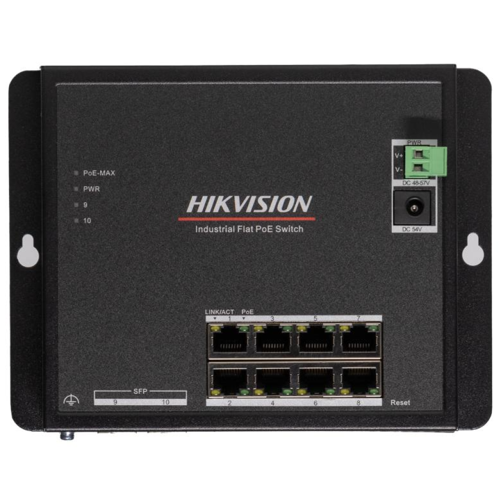8-портовий PoE-комутатор Hikvision DS-3T1510P-SI-FLT (без блоку живлення)