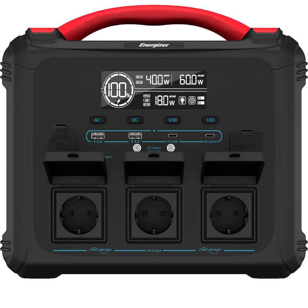 Зарядна станція ENERGIZER PPS1100W2F - 1102Wh/AC 1200W/100W PD/2xUSB/2xDC/1xCar/MPPT