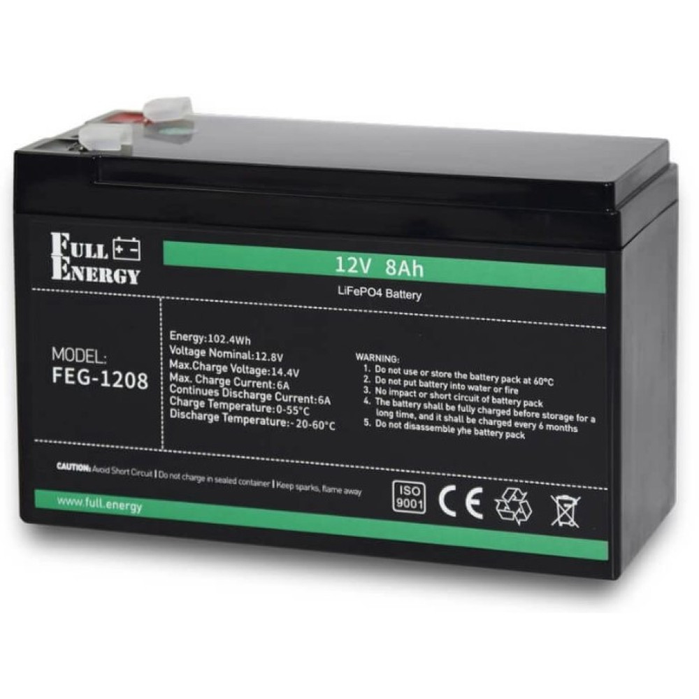 Комплект безперебійного живлення БП Faraday Electronics UPS 55W Smart ASCH PL (LFP) + літієвий (LiFePO4) акумулятор 12В 8А·год Full Energy FEG-128