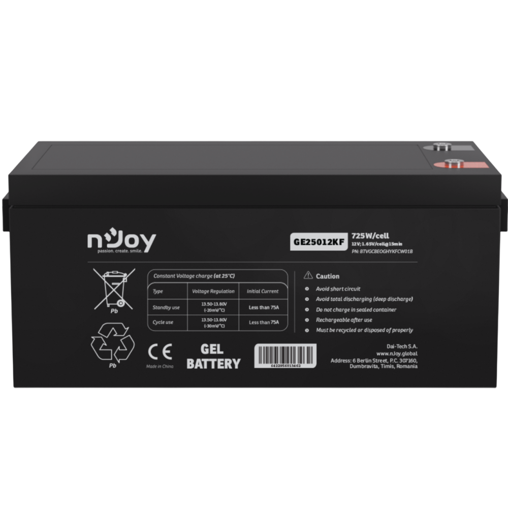 Аккумуляторная батарея Njoy GE25012KF (BTVGCBEOGHYKFCW01B) GEL 12 В / 250 A·ч