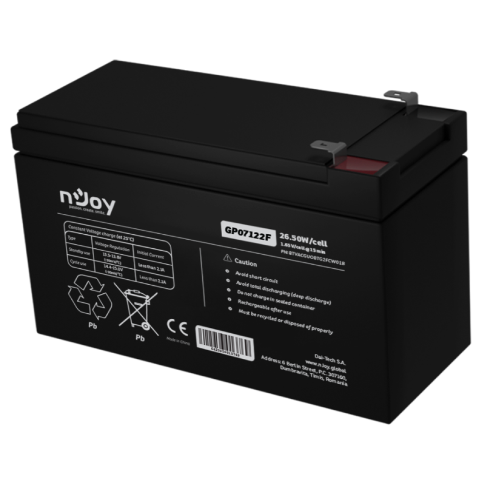 Аккумуляторная батарея Njoy GP07122F (BTVACGUOBTD2FCN01B) AGM 12 В / 7 А·ч