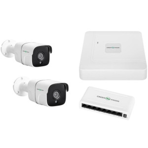 Комплект видеонаблюдения Green Vision GV-IP-K-W60/02 5MP (Lite) уличный на 2 цилиндрические камеры