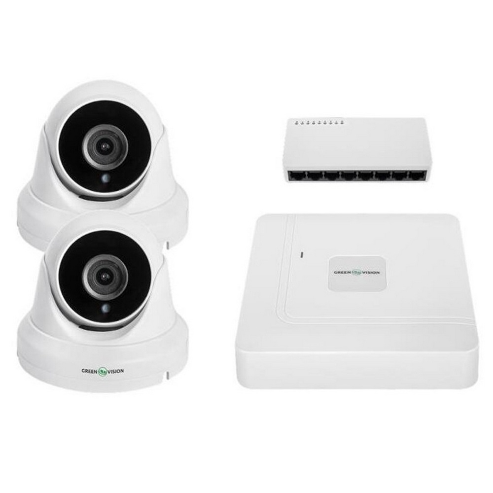 Комплект відеоспостереження Green Vision GV-IP-K-W95/ 5MP на дві камери