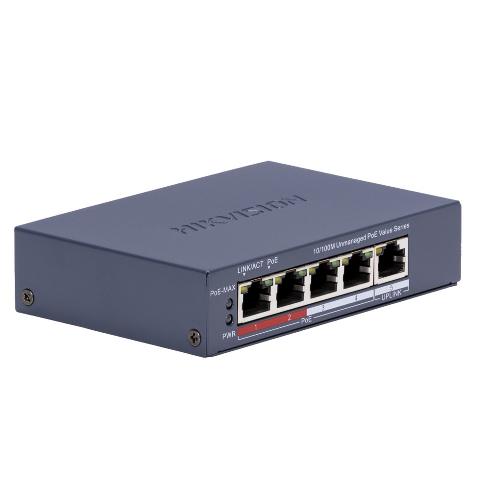 4-портовый коммутатор Hikvision DS-3E0105P-E/M(C) POE неуправляемый