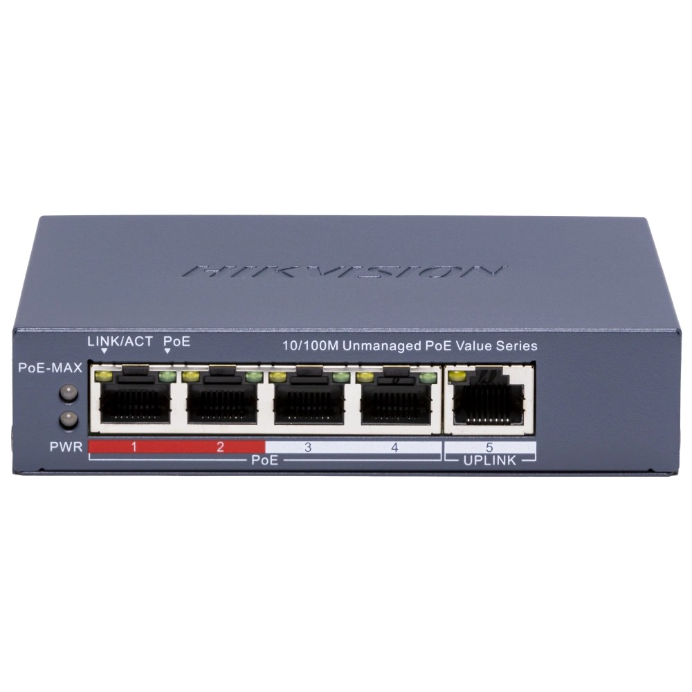 4-портовый коммутатор Hikvision DS-3E0105P-E/M(C) POE неуправляемый
