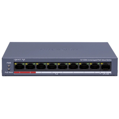 9-портовий комутатор Hikvision DS-3E0109P-E/M(C) POE некерований