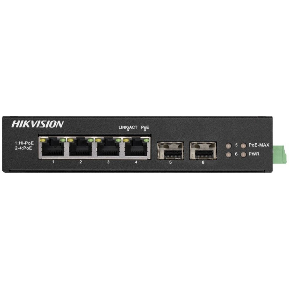 4-портовый PoE коммутатор Hikvision DS-3T0506HP-E/HS неуправляемый