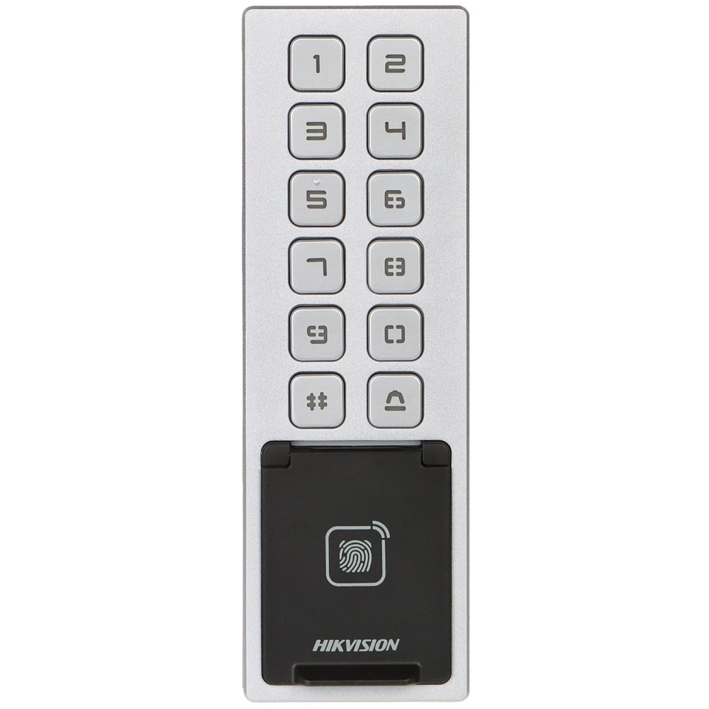 Кодова клавіатура зі зчитувачем відбитків пальців Hikvision DS-K1T805MBFWX