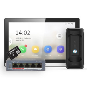 Комплект відеодомофона Hikvision DS-KB8113-IME1(B) UKR+DS-KH6350-TE1+HS-TF
