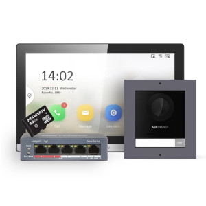 Комплект відеодомофона Hikvision DS-KD8003-IME1(B)+DS-KH6350-TE1+HS-TF (накладна панель)