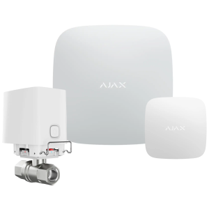 Система запобігання затопленню Ajax Hub 2 (2G) Jeweller + WaterStop 1  (DN 25) + LeaksProtect white