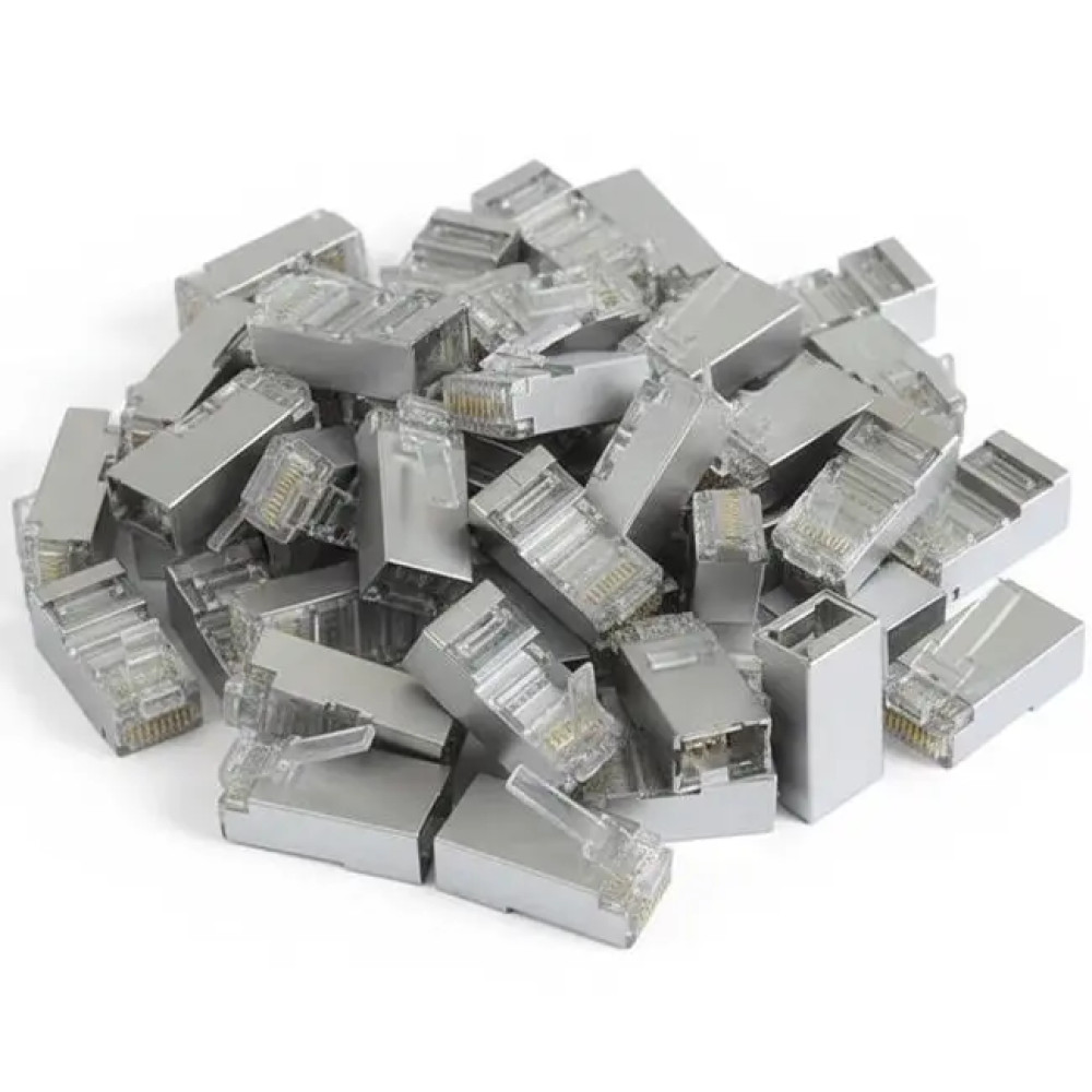 Коннектор RJ45 экранированный FTP 8P8C 50 mkm кат.5E, 100 шт. Hypernet P88S-C5E